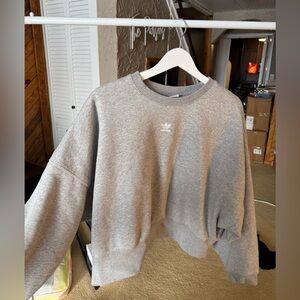 Adidas Women's Heather Gray Crew Neck Sweater